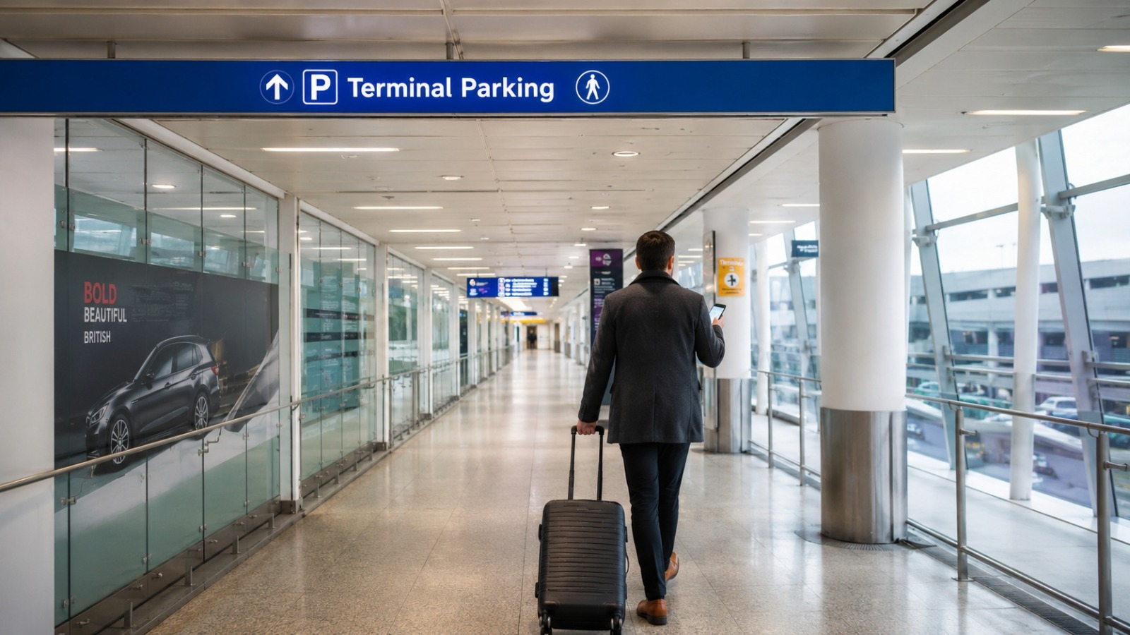 Walking route from Heathrow Terminal 5 arrivals to Terminal Parking taxi pickup point